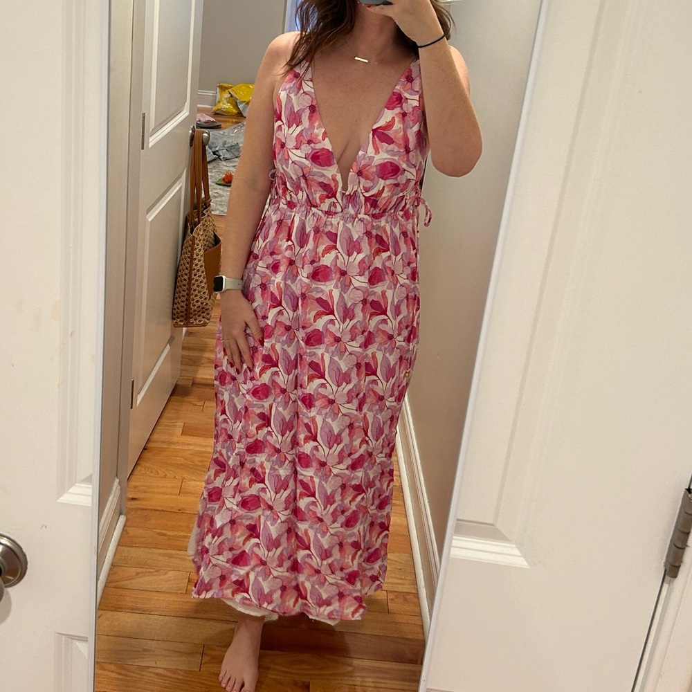 Pink and white maxi sundress